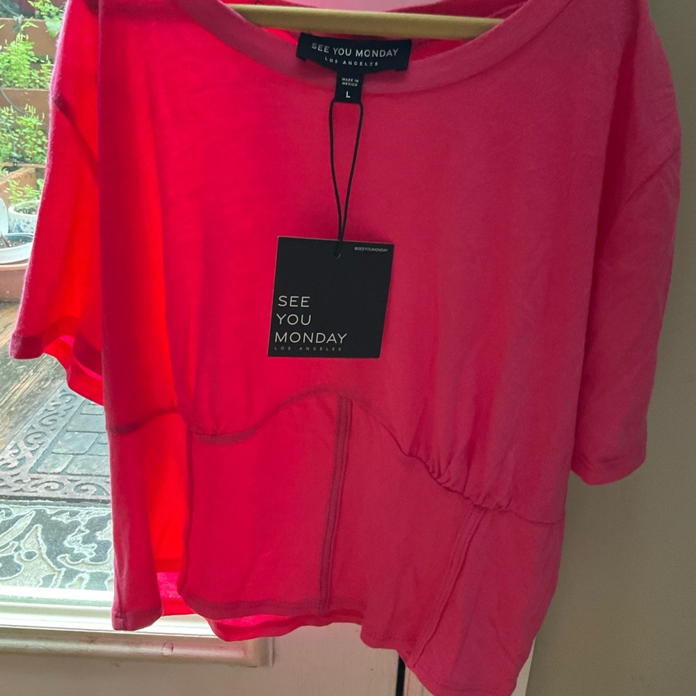 See You Monday Pink Boxy Short Sleeve T-Shirt